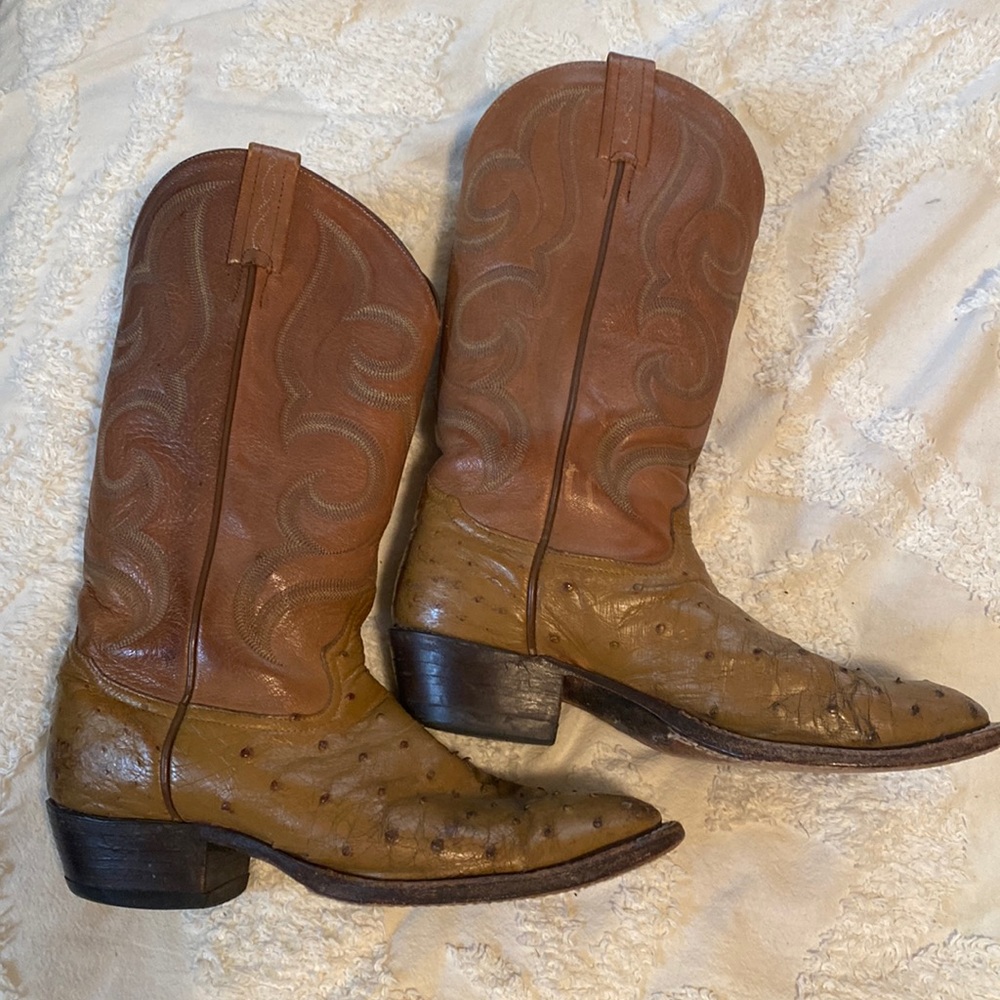 Real Ostrich Skin Cowboy Boots